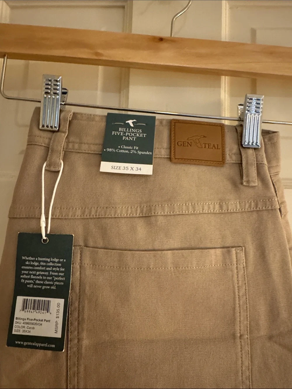 35x34 Genteal Carob Billings Five-Pocket Pant
